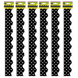 Teacher Created Resources Border Trim, Black Mini Polka Dots, 35' Per Pack, Set Of 6 Packs