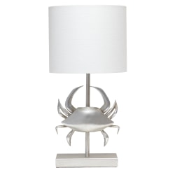 Simple Designs Shoreside Pinching Crab Table Lamp, 18-1/4"H, White/Brushed Nickel