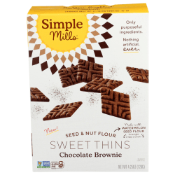Simple Mills Seed And Nut Flour Sweet Thins, Chocolate Brownie, 4.25 Oz, Total Qty 6