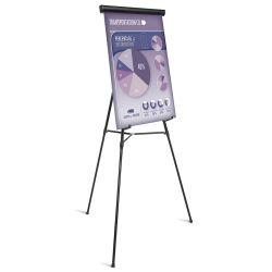 Office Depot® Brand Presentation Easel, 35-1/2"-65"H, Black With Chart Holder