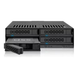 Icy Dock ExpressCage MB324SP-B Drive Enclosure for 5.25" - Serial ATA/600 Host Interface Internal - Black - 4 x Total Bay - 4 x 2.5" Bay - Metal, Plastic