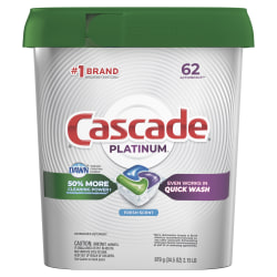 Cascade Platinum Dishwasher Pods, Fresh Scent, 62 Pods Per Case, Set Of 3 Cases