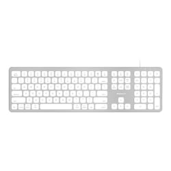 Macally Ultra Slim USB Wired Keyboard with 2 USB Ports For Mac -USB Interface - Computer - Mac - Scissors Keyswitch - White, Gray - WKEYHUBMB