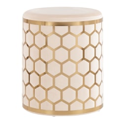 LumiSource Honeycomb Ottoman, Gold/Cream
