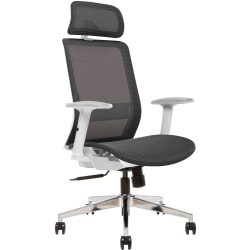 Sinfonia Sing Ergonomic Mesh High-Back Task Chair, Adjustable Height Arms, Headrest, Black/White