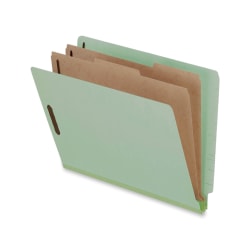 Pendaflex® Pressboard Classification Folders, 2 Dividers, 6 Partitions, 2/3 Cut, Letter Size, Light Green, Pack Of 10