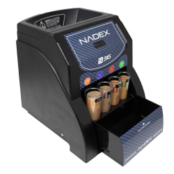 Nadex Coins S36 Automatic Coin Sorter, 10-1/2"H x 10-1/2"W x 7-1/2"D, Black