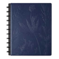 TUL® Discbound Notebook With Debossed Leather Cover, Letter Size, Narrow Ruled, 120 Pages (60 Sheets), Navy Floral