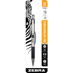 Zebra® Pen G-301® Retractable Gel Pens, Medium Point, 0.7 mm, Silver Barrel, Black Ink