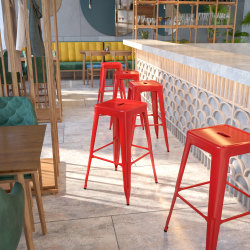 Flash Furniture Commercial Backless Bar Stool, Red