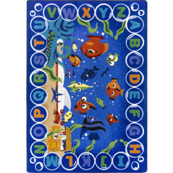 Joy Carpets® Kids' Essentials Rectangle Area Rug, Underwater Readers™, 5-1/3' x 7-33/50', Multicolor