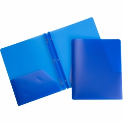 Business Source 3-Hole Punched Poly Portfolio, Letter Size, 8-1/2" x 11", Blue