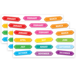 Ashley Productions Magnetic Die-Cut Timesavers & Labels, Months Of The Year, Chalk Loops, 12 Pieces Per Pack, Set Of 3 Packs