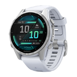 Garmin® fenix® 8 AMOLED Multisport GPS Watch With Silicone Band And 43mm Lens, Silver/Whitestone