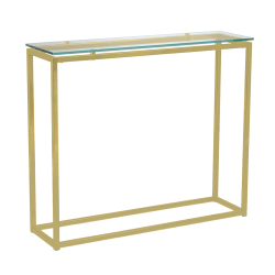 Eurostyle Sandor Console Table, 30-1/3"H x 35-4/5"W x 10"D, Matte Brushed Gold/Clear