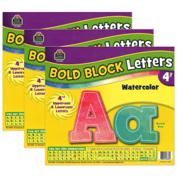 Teacher Created Resources Letters Combo Pack, 4", Watercolor Bold Block, 3 Packs