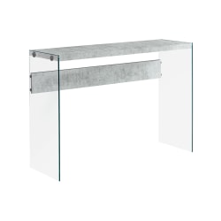 Monarch Specialties Riley Accent Table, 32"H x 44"W x 15-3/4"D, Gray Cement