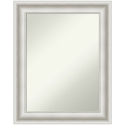 Amanti Art Non-Beveled Rectangle Framed Bathroom Wall Mirror, 29-1/2" x 23-1/2", Parlor White