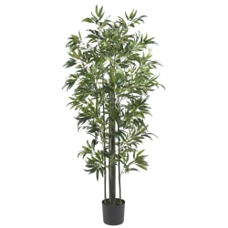 Nearly Natural 6'H Silk Bamboo Tree With Pot, Green