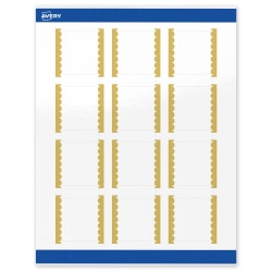 Avery® Print-To-The-Edge Labels With Sure Feed® Technology, S00-DK1-PRWGP10, Square, 2" x 2", Glossy White, Preprinted Gold Dots Edge Design, Pack Of 120