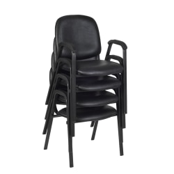 Regency Ace Fabric Stacking Chairs With Arms, Black, Pack Of 4 Chairs