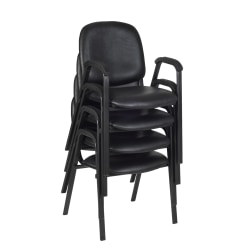 Regency Ace Vinyl Stacking Chairs With Arms, Black, Pack Of 4 Chairs