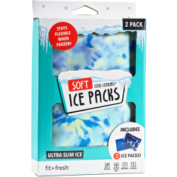 Fit & Fresh Cool Coolers Soft Ice Packs, Aqua Tie-Dye, Set Of 2 Packs
