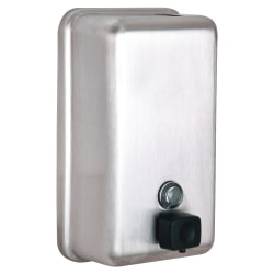 Alpine Vertical Manual Surface-Mounted Liquid Soap Dispenser, 8-1/8"H x 4-13/16"W x 2-13/16"D, Stainless Steel