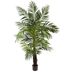 Nearly Natural Areca Palm 72"H Plastic Tree With Pot, 72"H x 58"W x 58"D, Green
