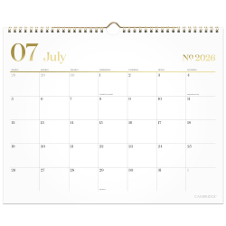 Mead Cambridge® WorkStyle® Academic 2026-2027 Monthly Wall Calendar, White, Medium, 12" x 15"