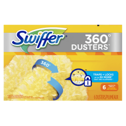Swiffer 360 Duster Refills, Yellow, 6 Refills Per Box, Carton Of 4 Boxes