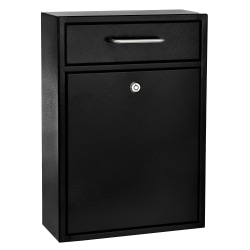 Alpine AdirOffice Large Ultimate Drop Box Wall-Mounted Mail Box, 16-1/4"H x 11-1/4"W x 4-3/4"D, Black
