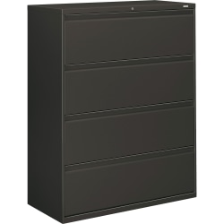 HON® 800 42"W Lateral 4-Drawer File Cabinet With Lock, Metal, Charcoal