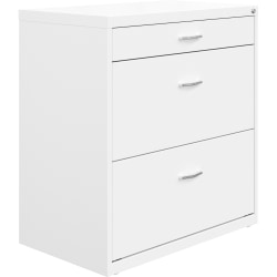 Lorell SOHO Lateral File - 30" x 17.6" x 31.8" - 2 x Drawer(s) for File - Letter - Lateral - Versatile, Storage Drawer, Hanging Rail, Interlocking, Ball-bearing Suspension, Removable Lock, Durable - White - Steel - Recycled