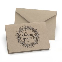 Taylor All Occasion Thank You Cards, 4-7/8" x 3-1/2", Rustic Wreath, Box Of 50 Cards