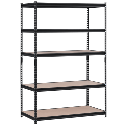 Edsal Muscle Rack™ Heavy Duty Boltless Steel Shelving Unit, 5-Shelf, 72"H x 48"W x 18"D, Black