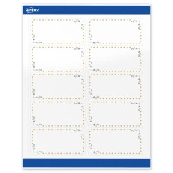 Avery® Printable Labels With Sure Feed® Technology, S00-DNC-PRWGP10, Rectangle, 2" x 4", Glossy White, Preprinted Green Florals with Gold Dots Design, Pack Of 100