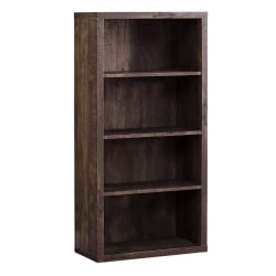 Monarch Specialties 48"H 4-Shelf Adjustable Bookcase, Brown Woodgrain