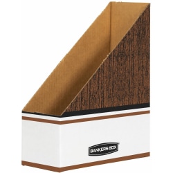 Bankers Box Magazine Files - Oversized Letter - Wood Grain, White - Cardboard - 12 / Carton