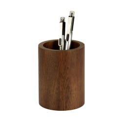 Realspace® Wooden Pencil Cup, 4"H x 3"W x 3"D, Walnut