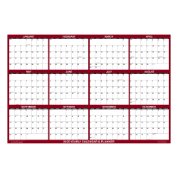 2025 SwiftGlimpse Daily/Yearly Wall Calendar, 48" x 72", Maroon, January 2025 To December 2025, SG 2025 MAR