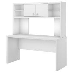 kathy ireland® Office by Bush Business Furniture Echo 60"W Credenza Desk With Hutch, Pure White, Standard Delivery