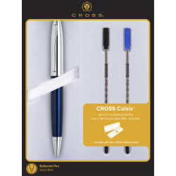 Cross™ Calais Chrome Ballpoint Pen, Medium Point, 1.0mm, Blue Ink