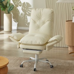 Bestier Ergonomic PU Leather High-Back Cross-Legged Executive Office Chair, Beige