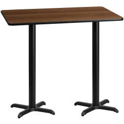 Flash Furniture Rectangular Laminate Table Top With Bar Height Table Base, 43-3/16"H x 30"W x 60"D, Walnut