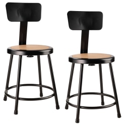 National Public Seating Hardboard Science Stools With Backrests, 18"H Seat, Brown/Black, Pack Of 2 Stools