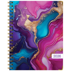 2025-2026 Global Excello Brands Hardcover Fashion Weekly/Monthly Planner, 8-1/2" x 11", Pink Purple Marble, November 2025 To December 2026