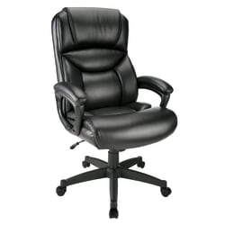 Realspace® Fennington Bonded Leather High-Back Executive Chair, Black