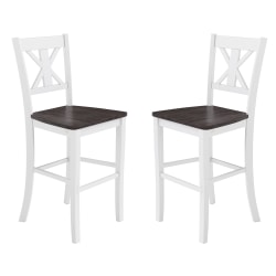 Flash Furniture Gwendolyn Set of 2 Commercial Grade Solid Wood Modern Farmhouse Counter Height Barstool, White Wash