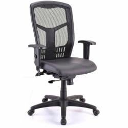 Lorell Executive High-back Swivel Chair - Vinyl Seat Material - High Back - 5-star Base - Black - Armrest - 1 Each